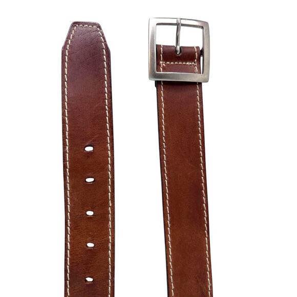 Nine & Co. Accessories - Nine & Company Leather Belt Contrast Stitch Brown Classic Casual Women M/L
